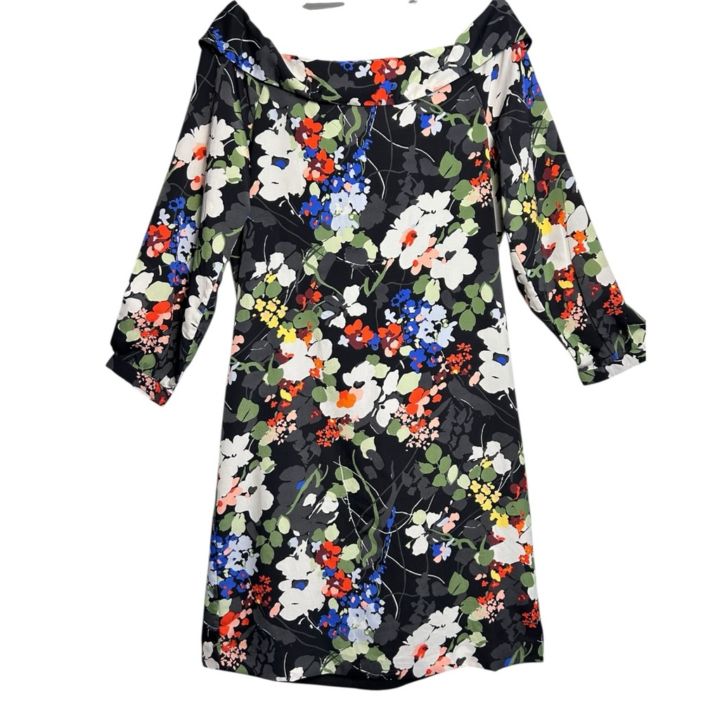Banana Republic Black Floral Off Shoulder Dress Women’s Medium Tall NWT - Picture 2 of 8